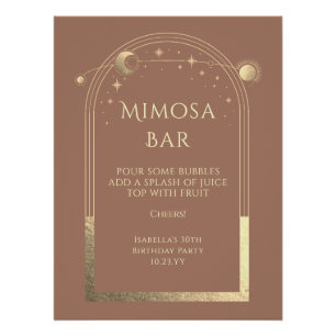 Poster Bar Mimosa doré Mocha céleste Soleil Lune Étoiles