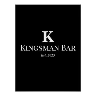 Poster Bar personnalisé avec nom et monogramme – Élégant
