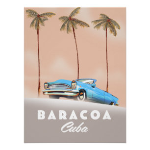 Poster Baracoa Cuba voiture ancienne