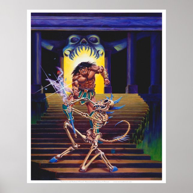 Poster Barbare avec sorcier squelette (Devant)
