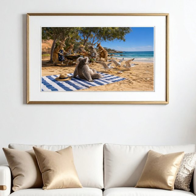 Poster Barbecue de plage aux kangourous (Créateur téléchargé)