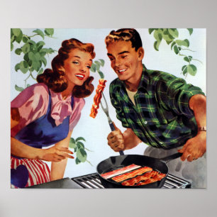 Poster Barbecue Retro Bacon