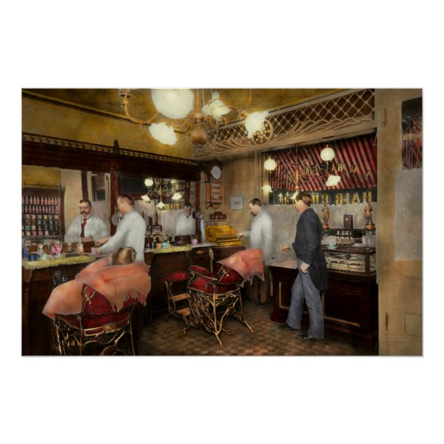 Poster Barber - L.C. Wiseman Barbershop, NY 1895 (Devant)