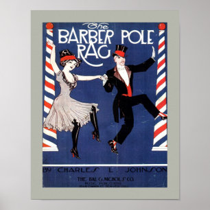 Poster BARBER POLE RAG Vintage feuille de musique