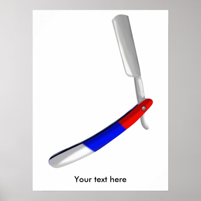 Poster Barbiers Razor droit Couleurs de magasin (Devant)