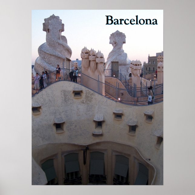 Poster Barcelona Casa Milà by Antoni Gaudí (Devant)