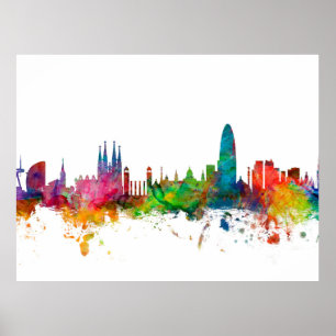 Poster Barcelona Espagne Skyline