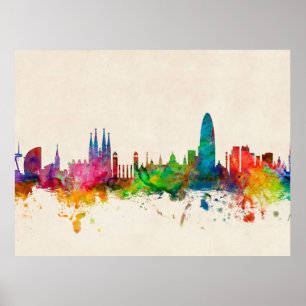 Poster Barcelona Espagne Skyline
