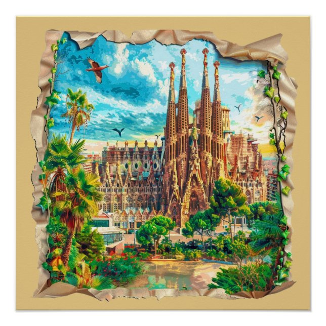 Poster Barcelone, Espagne (Devant)