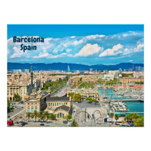 Poster Barcelone, Espagne Belle Vue de la Ville