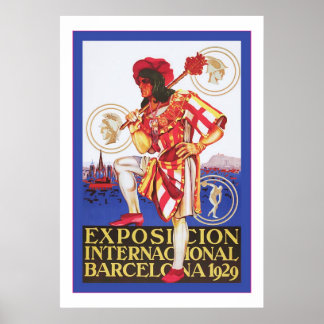 Poster Barcelone ~ Exposition Vintage en espagnol