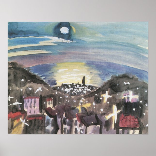 Poster Barcelone la nuit par Walter Gramatte (Devant)