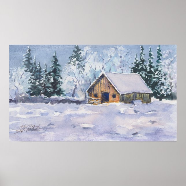 Poster BARN d'HIVER par SHARON SHARPE (Devant)