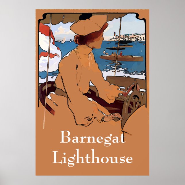 Poster Barnegat Lighthouse Vintage Style (Devant)