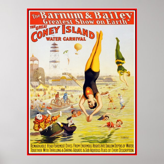 Poster Barnum & Bailey Circus Water Coney Island (Devant)
