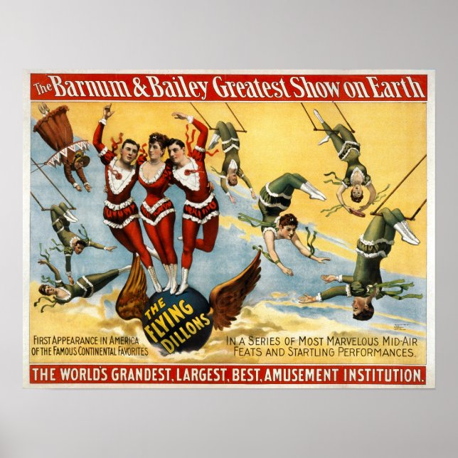 Poster Barnum et Bailey - Les Dillons Volants (Devant)