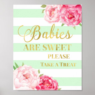 Poster Barre à bonbons rose Floral Signal Gold Mint Grand