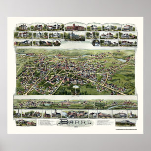 Poster Barre, carte panoramique de mA - 1891