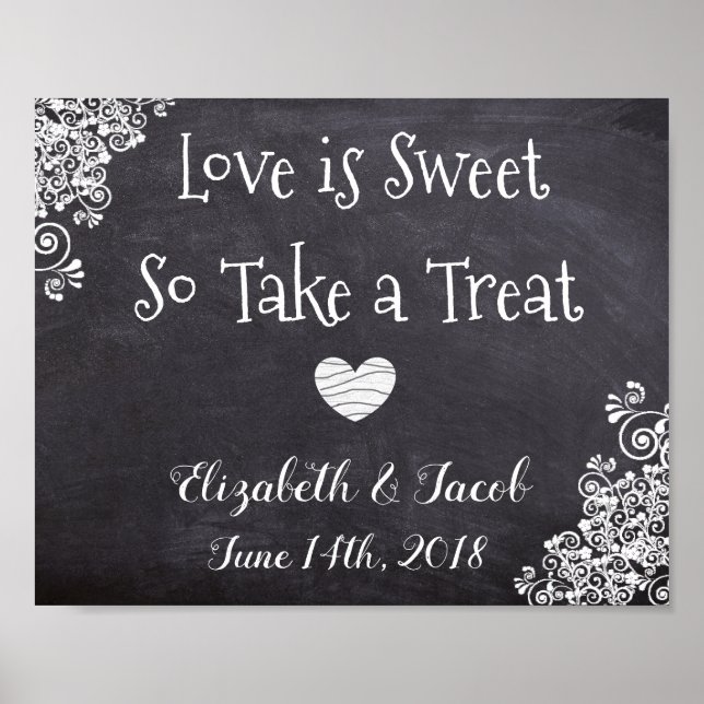 Poster Barre de bonbons Chalkboard Look Love is Sweet Pos (Devant)