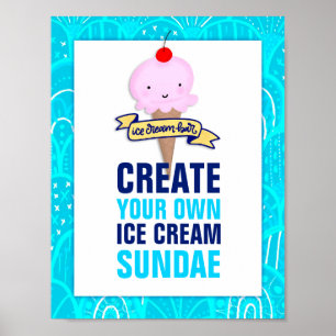 Poster Barre De Crème De Glace, Créez Votre Propre Sundae