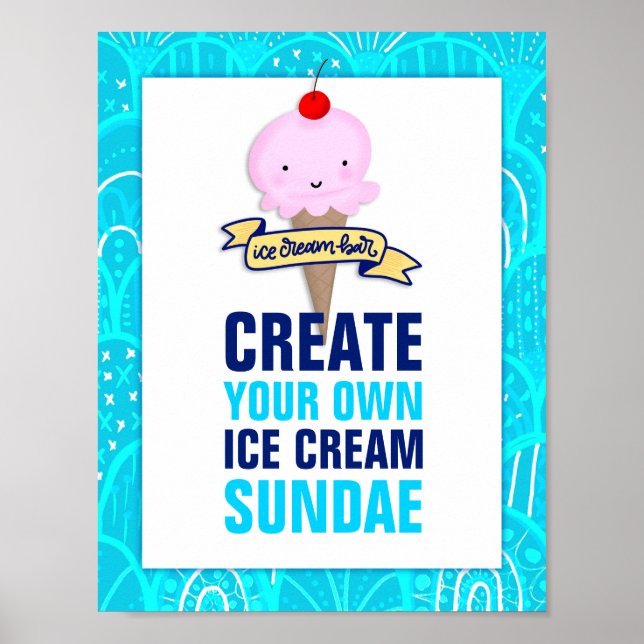 Poster Barre De Crème De Glace, Créez Votre Propre Sundae (Devant)