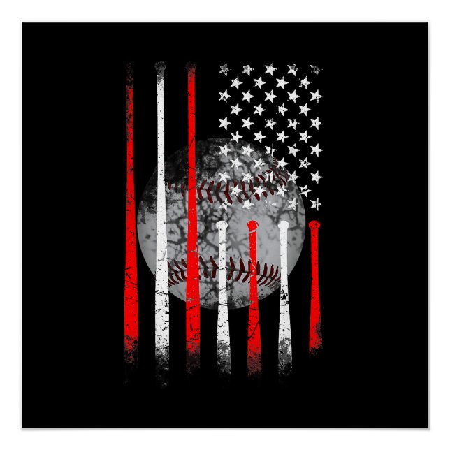 Poster Base-ball USA Drapeau Américain Drapeau Américain  (Devant)