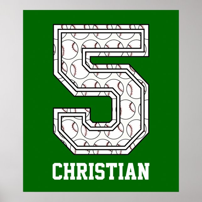 Poster Baseball personnalisé Numéro 5 (Devant)