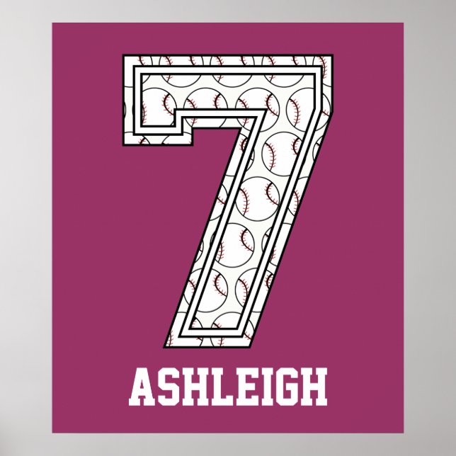 Poster Baseball personnalisé Numéro 7 (Devant)