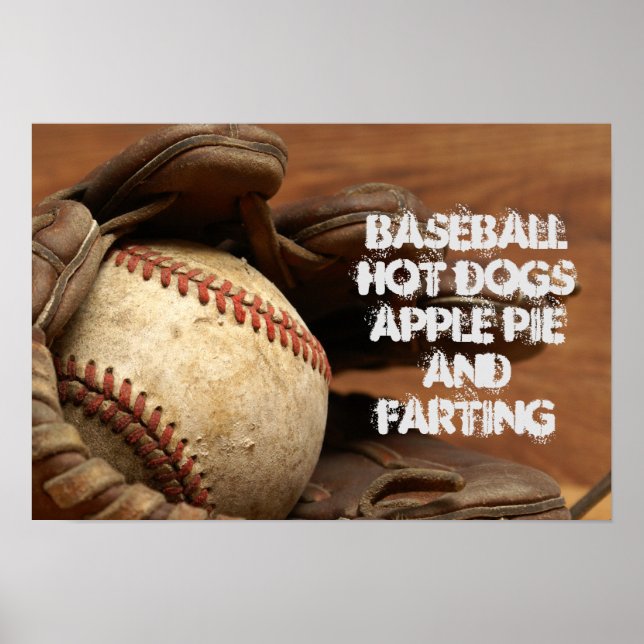 POSTER BASEBALL POMME PIE CHIENS CHAUDS ET FERMER (Devant)