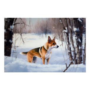 Poster Basenji Laissez Tomber la Neige Noël