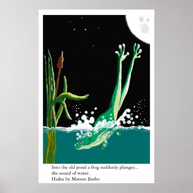 Poster Basho's frog haiku (Devant)