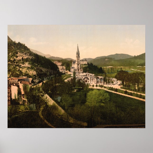 Poster Basilique Notre-Dame, Lourdes, France (Devant)