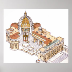 Poster Basilique Saint-Pierre. Cité du Vatican Rome. Ital