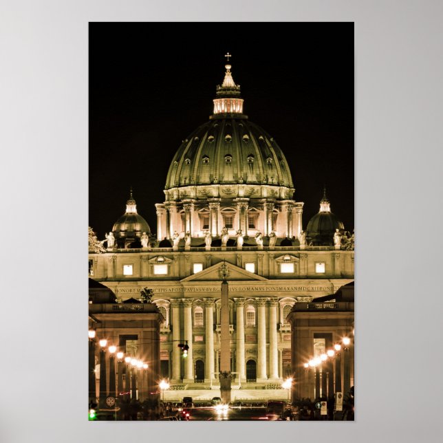 Poster Basilique Saint-Pierre de la nuit (Devant)