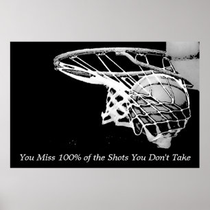 Poster Basket-ball blanc noir
