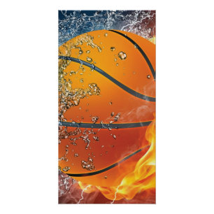 Poster Basket-ball en feu