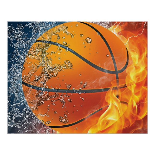 Poster Basket-ball enflammé (Devant)
