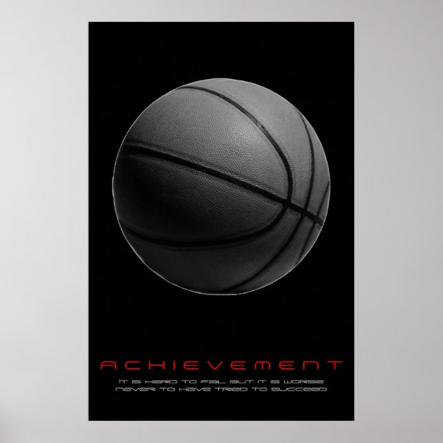 Poster Basket-ball noir blanc motivationnel (Devant)