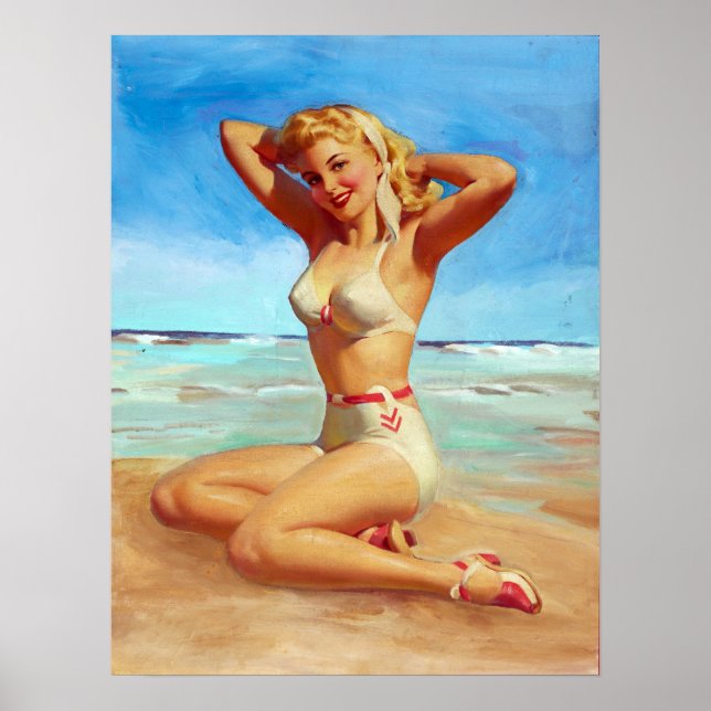 Poster Basking on the Beach Pin Up (Devant)