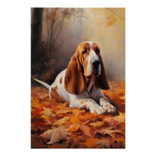 Poster Basset Hound à l'automne Leaves automne Inspire