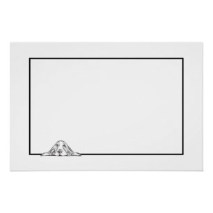 Poster basset hound noir blanc yeux de chiot simple