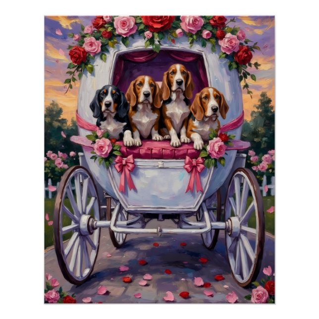 Poster Basset Hound Saint-Valentin  (Devant)