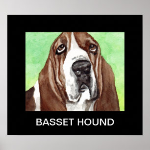 Poster Basset watercolor