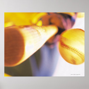 Poster Bat contactant le baseball
