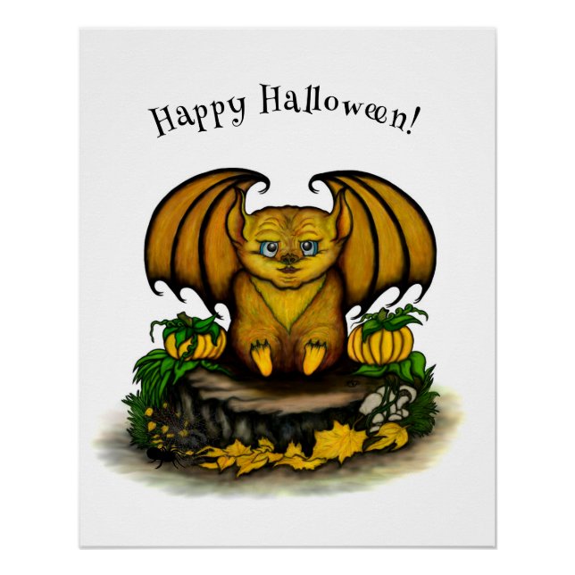 Poster Bat d'Halloween mignonne (Devant)
