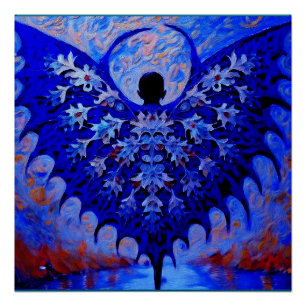 Poster Bat Wing Créateur Avec Une Aile Bleue Magnifique