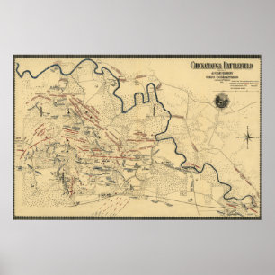 Poster Bataille de Chickamauga - carte panoramique de