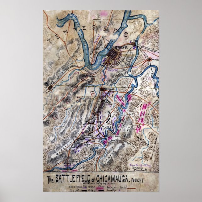 Poster Bataille de Chickamauga - Carte panoramique de la  (Devant)