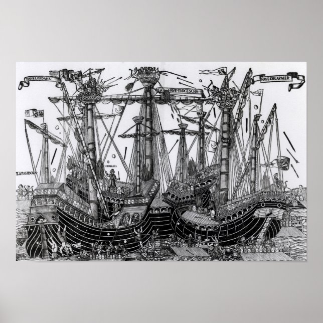 Poster Bataille de Zonchio en 1499 (Devant)