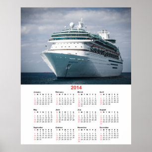 Poster Bateau de croisière de luxe Paquebot 2014 Calendri